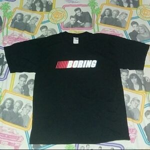 Busted Tees Men's XXL 2X T-Shirt Black Nascar Boring Funny Humor Joke Gag Gift